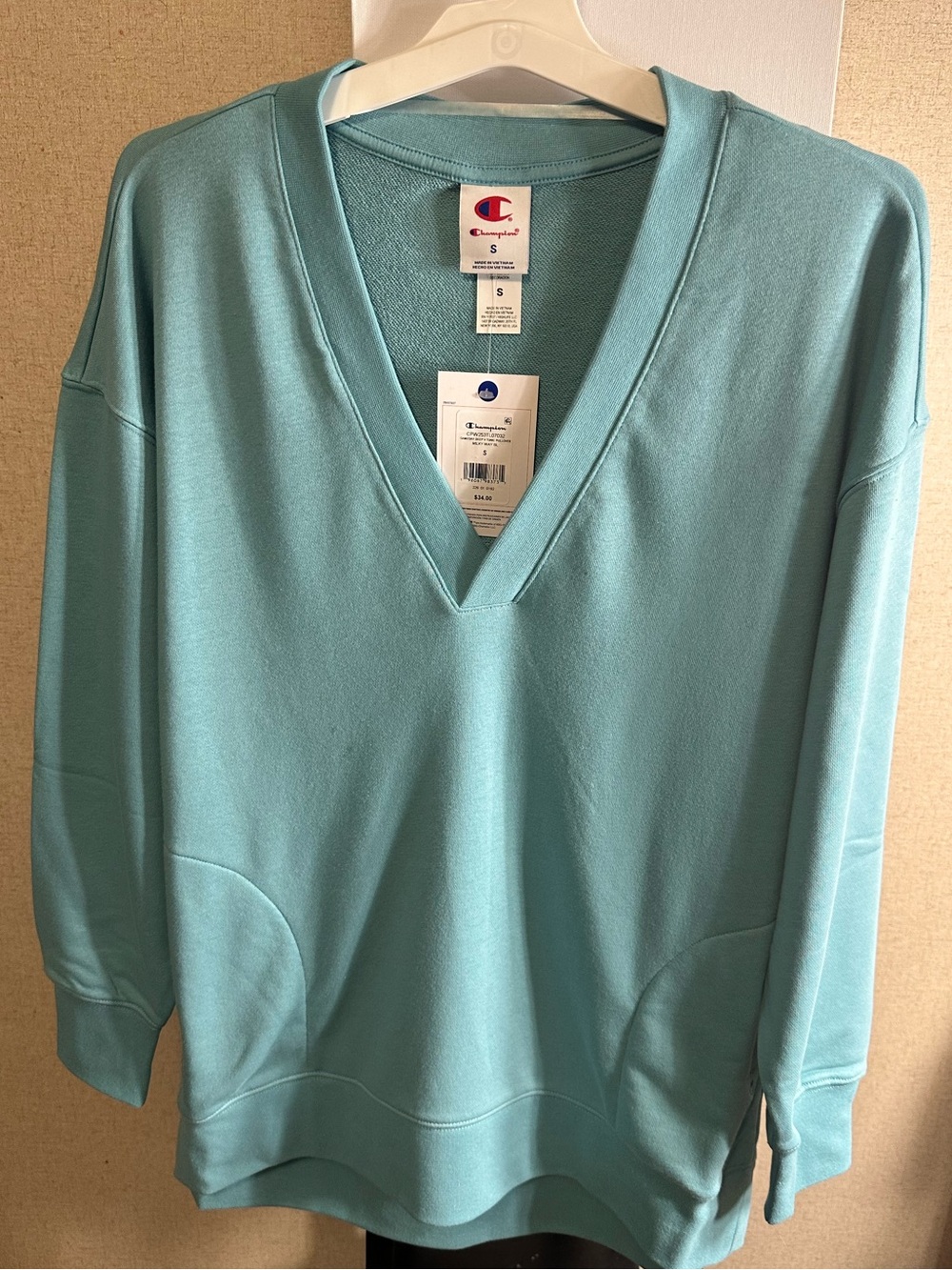 Champion Men's V-Neck Sweatshirt in Aqua
